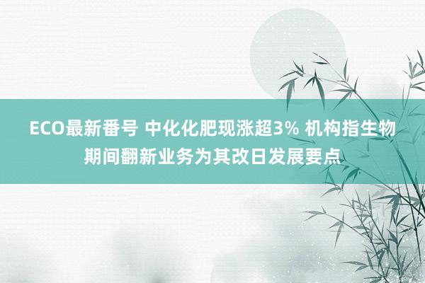 ECO最新番号 中化化肥现涨超3% 机构指生物期间翻新业务为其改日发展要点