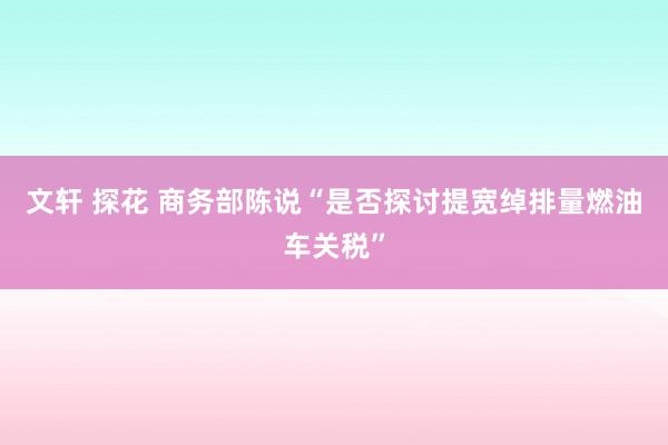 文轩 探花 商务部陈说“是否探讨提宽绰排量燃油车关税”