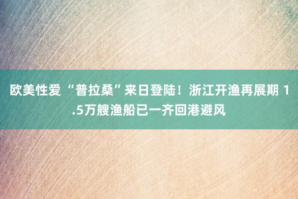 欧美性爱 “普拉桑”来日登陆！浙江开渔再展期 1.5万艘渔船已一齐回港避风